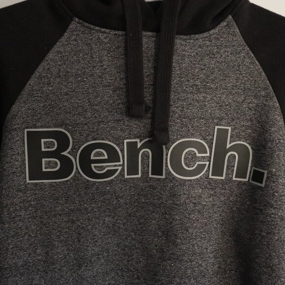 Bench‎ Men's Sz L Black Manchini Kangaroo Pocket Stretch Hooded Sweater - Picture 7 of 16